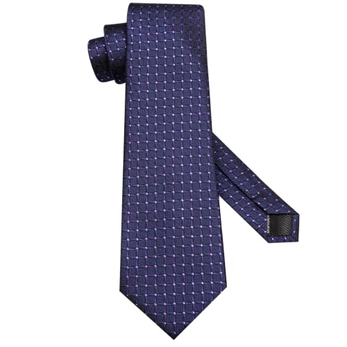 Image of Hi-Tie Men Silk Ties Set with Flower Lapel Pin Necktie Pocket Square Cufflinks for Tuxedo Wedding Business