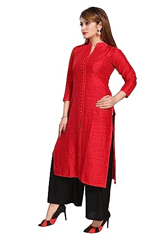 Image of DREAM & DZIRE Women's Silk Blue Straight Kurti for All Plus Size and Small Size
