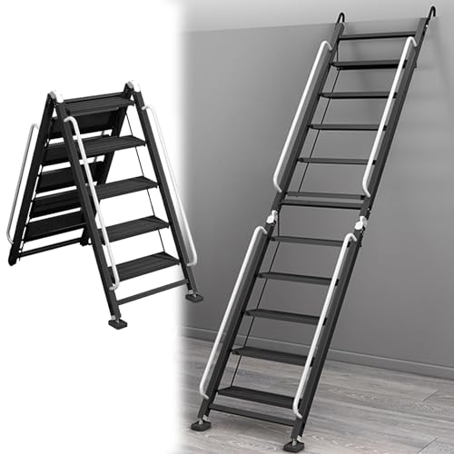 Scala universale Egress 812 gradini pieghevole con cuscinetti antiscivolo, ideale per l'accesso al tetto in appartamenti e aziende, durevole e facile da installare