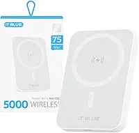Power Bank Indução 5.000mAh Turbo, Carregador Portátil Magnético, Carregamento Ultra Rápido, Leve e Compacto, Compatível Com Todo Celular Com Carregamento Mag - Linha Premium - Branco