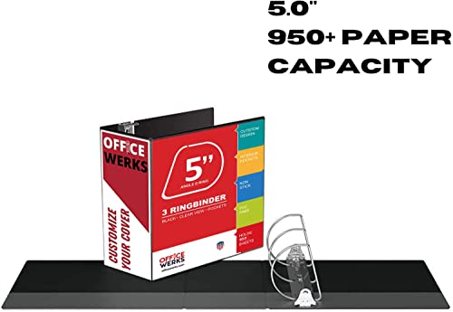 3 Ring Binders, 5" Capacity D-Rings, 8.5" X 11" Presentation Folder With Pockets, Durable Non-Stick Clear Cover For Documents, Files, Projects (Black) #TOP1