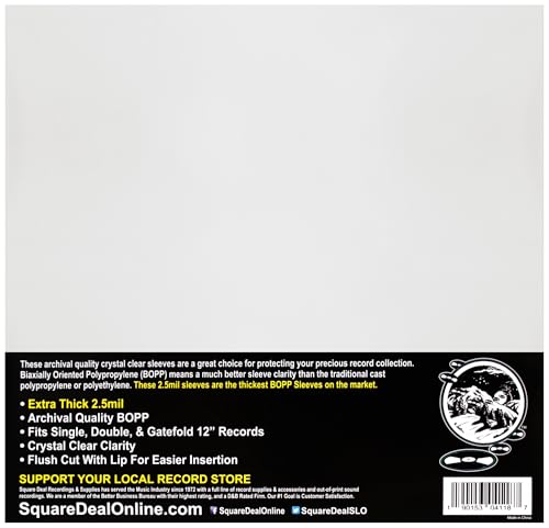 12" LP Record Outer Sleeves Premium 2.5mil Thick Archival Quality, Super Clear - 12SB025 (100)