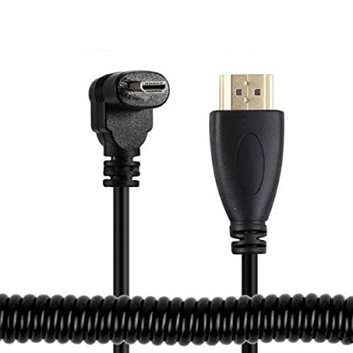 Cable Micro HDMI a HDMI SYSTEM-S macho en ángulo hacia arriba extensible en espiral de 50 a 80 cm