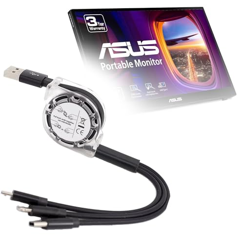BoxWave�P�[�u�� ASUS ZenScreen Ink �|�[�^�u���^�b�`�X�N���[�����j�^�[ (MB14AHD) (14�C���`) - AllCharge miniSync�A�i�[���A�|�[�^�u��USB�P�[�u���A�W�F�b�g�u���b�N