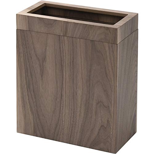 山善 ゴミ箱 幅29.5×奥行14.5×高さ36cm スリム 天然木 袋が見えずらい 完成品 ブラウン TDB-3