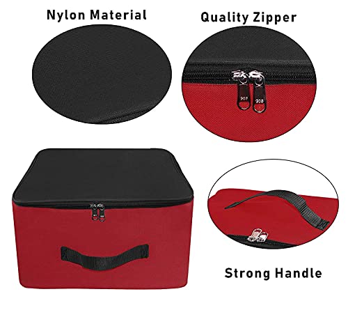 Image of Storite 2 Pack Nylon Wardrobe Storage Bag-38.1x25.4x35 cm | Red & Black, Nylon, Moisture Proof, Wardrobe Organizer for Clothes, Zipper Closure and Handle,Square