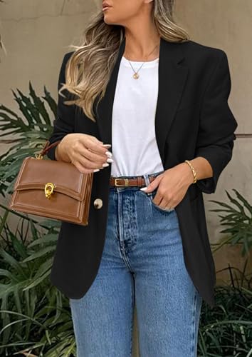 PRETTYGARDEN 2026 Blazers for Women Business Casual Long Sleeve Lapel Open Front Suit Jacket Work Blazer with Pockets