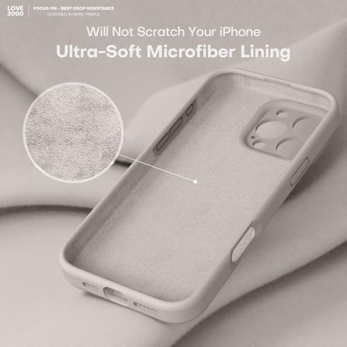 Image of LOVE 3000 Designed for iPhone 16 Pro Case, Premium Silicone with [Soft Anti-Scratch Microfiber Lining] Shockproof Protective Phone Case for Men Women Girls 6.3 inch, Stone