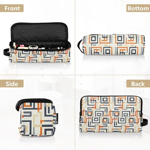 Bolsa organizadora de viaje para herramientas de cabello con diseño geométrico y mármol, resistente al calor, para planchas, rizadores y accesorios de cuidado capilar, bolsa portátil miniatura 5