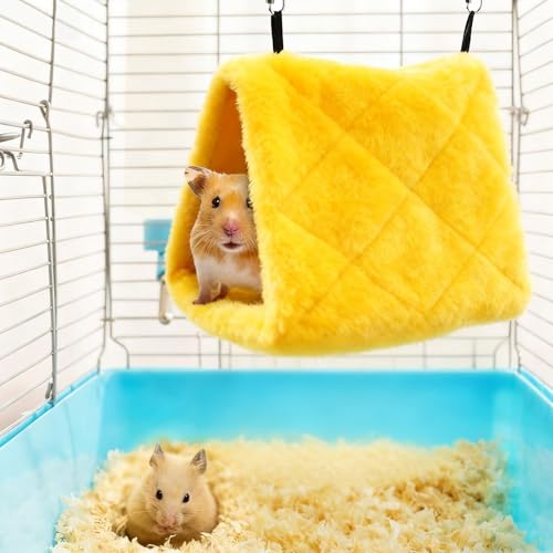 Image of Bird Nest Snuggle Hut Soft Plush Hammock Hanging Cage Tent for Birds Parrot Winter Warm Bed Pet Toy for Hamster Parrot Macaw Budgies Eclectus Parakeet Cockatiels Cockatoo Lovebird (Yellow)