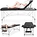 Yaheetech Massage Tables Portable Tattoo Table Adjustable Lash Bed Aluminium 3 Folding Spa Bed with Non-Woven Bag 28 inch Wide Black