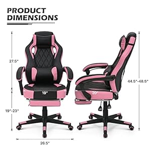 MoNiBloom Ergonomic Gaming Chair with Retractable Footrest & Detachable Lumbar Support 360 Degree Swivel Racing Style PU Leather Computer Gaming Chair with Headrest for Home Bedroom Office, Pink MoNiBloom Ergonomic Gaming Chair with Retractable Footrest Detachable Lumbar Support 360 Degree Swivel Racing Style PU Leather Computer Gaming Chair with Headrest for Home Bedroom Office Pink