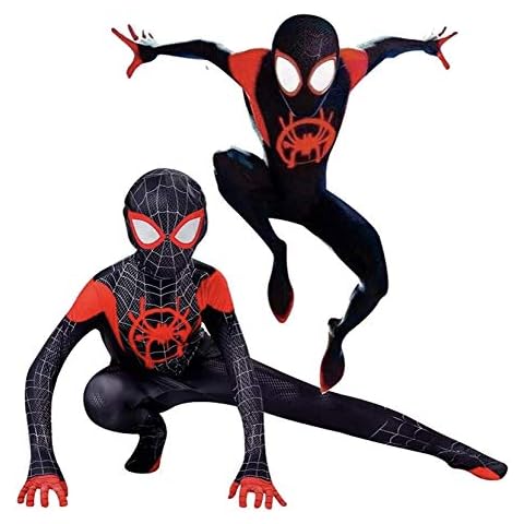 Super Spiderman Costume Kids Childrens Boys Cosplay Party Fancy Dress Hero Halloween Cosplay (print1, XL(9-10years)) Cover