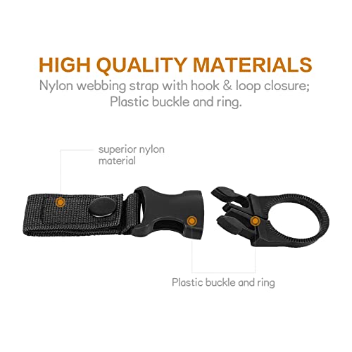 Lyu 3Pcs Buckle Portable Water Bottle Ring Frame, Backpack With Water Bottle Rack For Hiking, Outdoor Tactical Nylon Braided Belt Buckle, Camping Hiking(Black) #TOP3