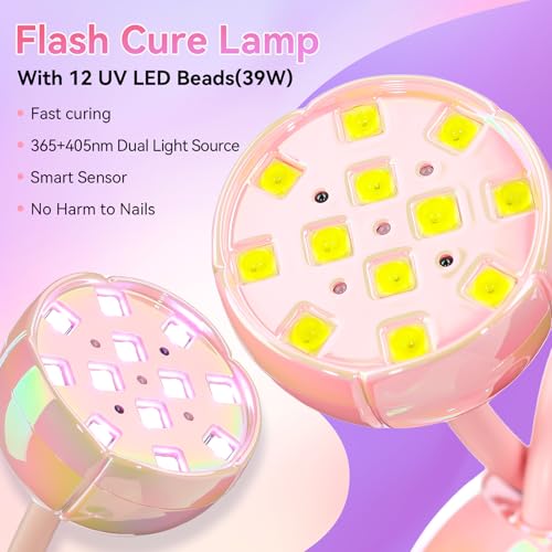 Image of Makartt UV LED Nail Lamp - Gooseneck UV Light for Nails Cordless Rechargeable USB 39mW /cm Dryer LED Lamp with Auto Sensor 4 Timer Settings Fast Curing for Nail Art Polish (Glazed Pink)
