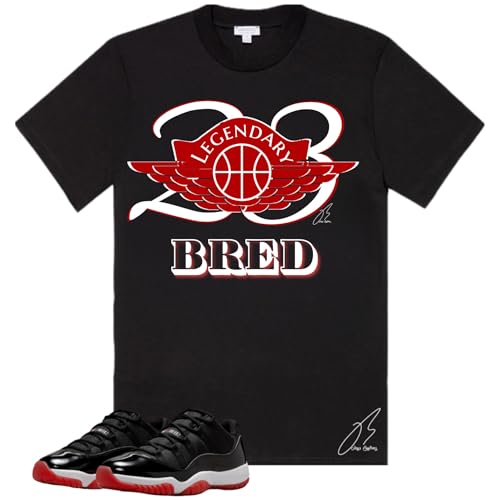 Shirt To Match Jordan Retro 11 Bred,23 Wing Red Graphic Tee (M, Black)