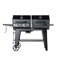 Char-Griller Flex Fuel Plus 3 in 1 Gas and Charcoal Grill Griddle and Smoker Combo 30000 BTUs Outdoor BBQ with Flat Top Griddle Insert Dual Fuel Backyard Grill Station, CG30281224