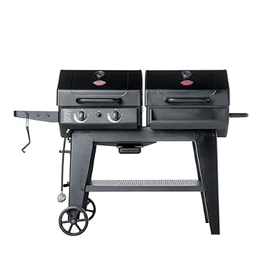 Char-Griller Flex Fuel Plus 3 in 1 Gas and Charcoal Grill Griddle and Smoker Combo 30000 BTUs Outdoor BBQ with Flat Top Griddle Insert Dual Fuel Backyard Grill Station, CG30281224