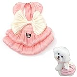 XFSRG Hundekleid Prinzessinnen für kleine Hunde und Katzen Tutu Rock mit Schleife und D-Ring Niedliches Hundekleid für Hochzeiten Sommer (Rosa L)