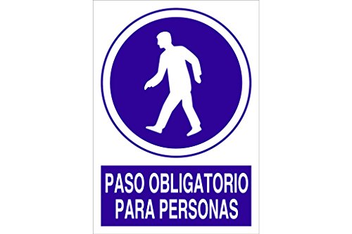 Plimpo Señal Adhesiva 148X105Mm Paso Obligatorio Para Personas En Oferta Cofan O25Ad148105 Señal Adhesivo, 148 X 105 Mm