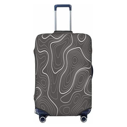 Topography Contour Map Luggage Cover for Suitcase, Suitcase Cover Protector Fit 25-28 Inch Luggage Travel Accessories, L