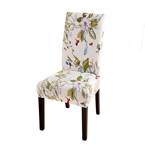 Subcluster 6 Pcs/Set Soft Stretchable Dining Chair Covers With Printed Floral Patterns,Spandex Banquet Chair Seat Protector Slipcovers For Holiday Home Party, Hotel, Wedding Ceremony (Flowers) #TOP5