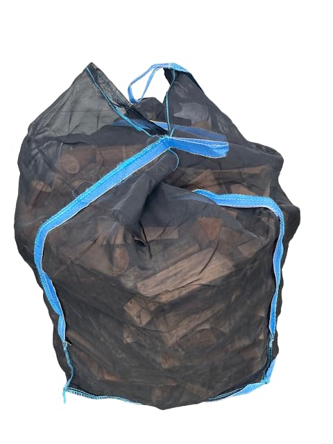 5 pezzi Woodbag Big Bag 100 x 100 x 130 cm in polipropilene con rete per legna da ardere - Fondo chiuso - Stabile e permeabile all'aria - Nero (senza contenuto)