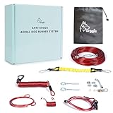 Picture of Dog Runner for Yard,Anti-Shock Aerial Trolley System 50/75/100/150/200FT,Heavy-Duty Dog Run Cable with Bungee for Small and Large Breeds,Pet Run and Zip Line for Backyards