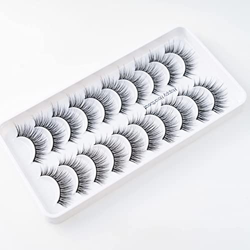 5D False Lashes Wispy Natural, Cat-Eye Short False Eyelashes, Supernatural Cross Fluffy Soft Reusable Faux Mink Lashes,10 works - Image 4