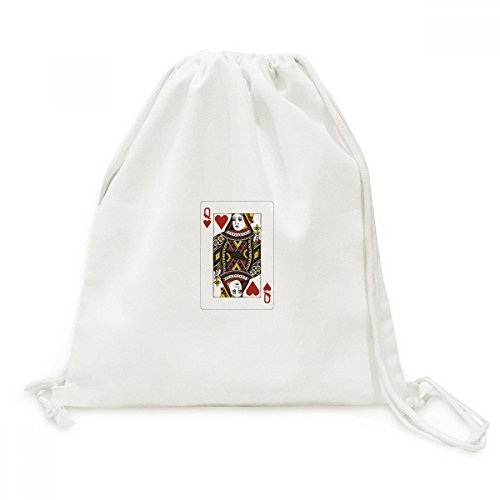 Sac de voyage en toile de qualité motif cartes de coeur Q sac à dos à cordon