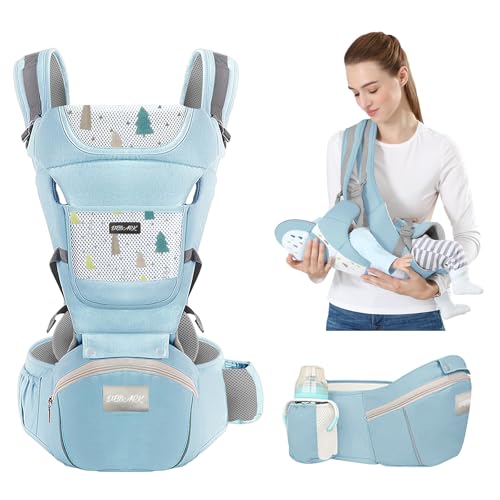 Image of Baby Carrier Newborn to Toddler - Debark Baby Carrier with Hip Seat, 6 in 1 Lightweight and Detachable Infant Carrier for Babies from 0-36 Months, Ideal for Hands-Free Parenting (Blue)