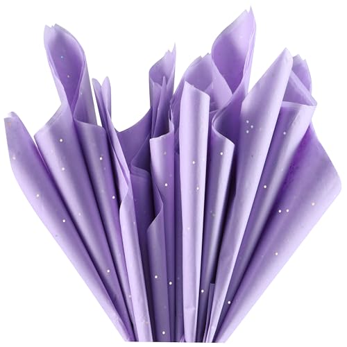 SUNCOLOR 36 Sheets Sparkly Purple Tissue Paper for Gift Bags 20 x 20 inch Wrapping Paper for Gifts Crafts Bags Packaging