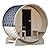 ALEKO Barrel Sauna | Personal Dry Wet Steam Sauna | Indoor Outdoor |White Finland Pine w/Front Porch Canopy | 3-5 Person Sauna | UL Certified 4.5 kW Harvia Heater | SB5PINECP