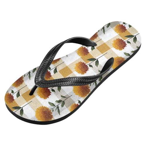 Flip Flop Sandals Retro Floral Print for Women Men Beach Outdoor XS2