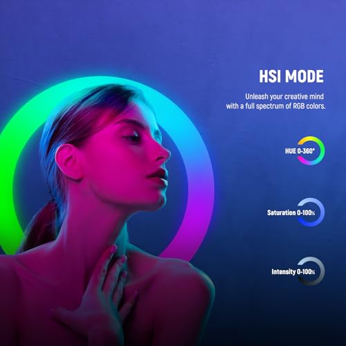 NEEWER 19" RGB LED Ring Light with Stand, 3 Phone Holders, Touch Panel, 2.4G/App Control, 42W CRI97+ 2800lux/0.5m 360° Hue Dimmable Professional Lighting for Makeup Live Streaming Zoom Calls, RP19C - image 3