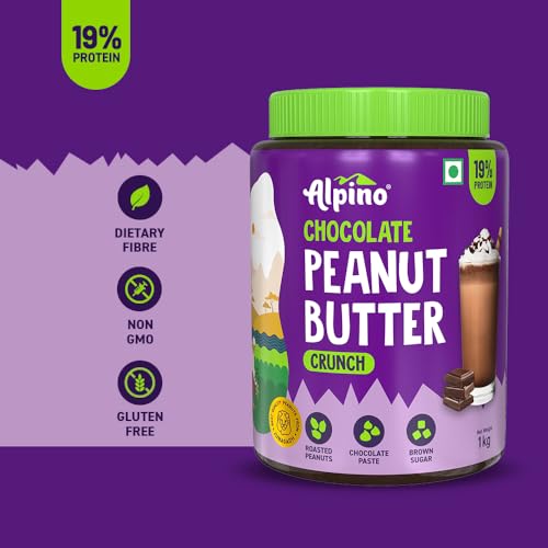 Image of ALPINO Chocolate Peanut Butter Crunch 2.5kg - Roasted Peanuts, Chocolate Paste, Brown Sugar & Sea Salt - 24g Protein, non-GMO, Gluten Free, Vegan - Plant Based Peanut Butter Crunchy