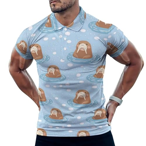 Polo de golf homme manches courtes doux | Vêtement sport respirant imprimé dessin animé