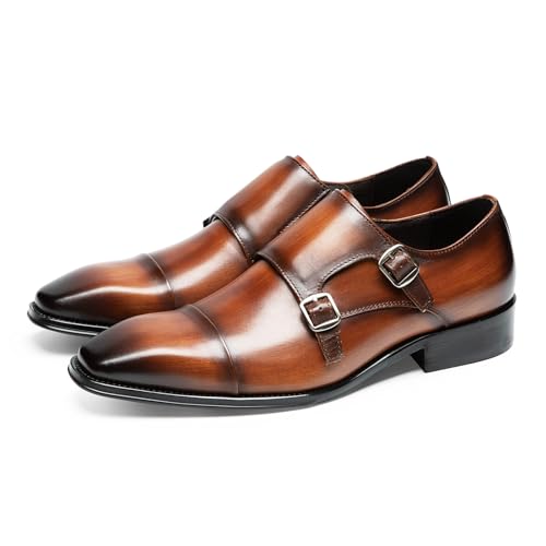 Loafers for Men - Genuine Leather Cap Toe Monk Strap Shoes | Double Buckle Dress Shoes for Business2