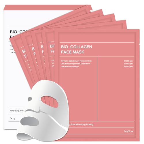 Bio Collagen Mask, Hydrogel Overnight Masks – Deep for Radiant Glass Skin Glow, Night Wrapping Face Mask, 5 Pcs
