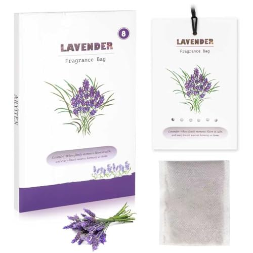 Aryiten 8 Packs Large Lavender Scented Sachets for Closet Deodorizer Drawers, Hanging Long Lasting Natural Air Freshener for Home