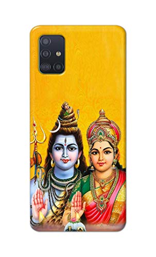 Image of PRINTFIDAA Lord Shiva Parvati Yellow Background Printed Designer Hard Back Case Cover for Samsung Galaxy A51, SM-A515F / DSN, SM-A515F / DS -(SS) MVN1008