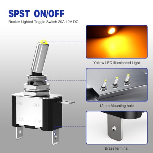Image of Nilight 3PCS Yellow LED Toggle Switch 12V 20A 3 Pin 2 Position ON Off SPS