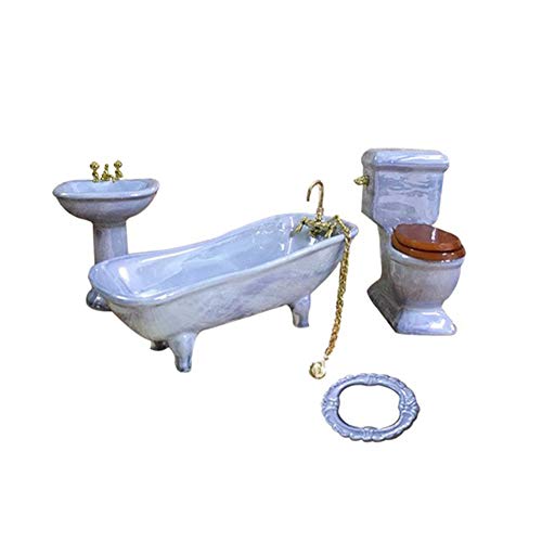 Bestlee Dollhouse Furniture Miniature Bathroom Set Purple Bathroom Accessories 4Pcs-1:12 Scale (Violet) #TOP3