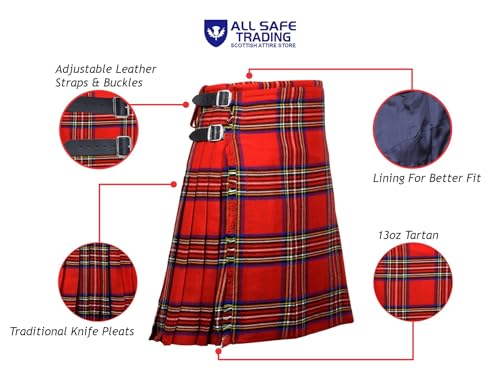 Image of 8 Yard Mens Kilt - Authentic Tartan Kilt for Men Highland Outfit for Weddings & Traditional Scottish Wear