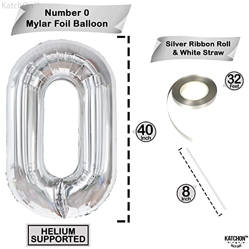 Image of KatchOn Silver Number 0 Balloon 40 Inch