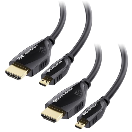 Cable Matters 2-Pack, High-Speed 4K@60Hz Micro HDMI to HDMI Cable - 6ft, Ideal for Tablet, Notebook, Camera, Raspberry Pi 4 and Raspberry Pi 5