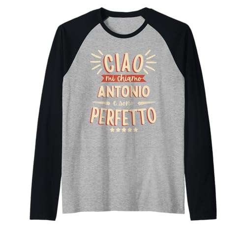 Antonio Idea Regalo Personalizzata Nome Divertente Manche Raglan