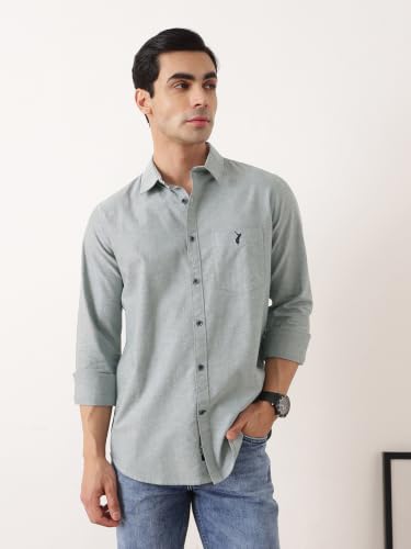 Image of Thomas Scott Men Premium Slim Fit Solid Cotton Twill Full Sleeve Shirt