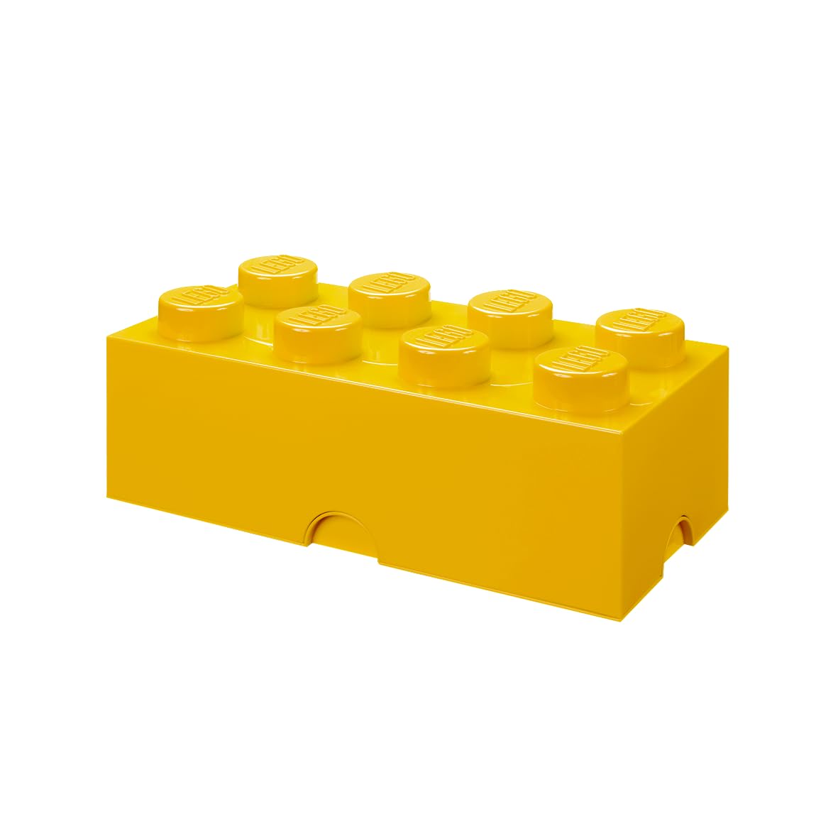 LEGO Storage Brick 8 Knobs YELLOW - Stackable Plastic Storage Box with Lid for Kids and Adults, Ideal Desk Organizer and Toy Box - 12.1L Capacity