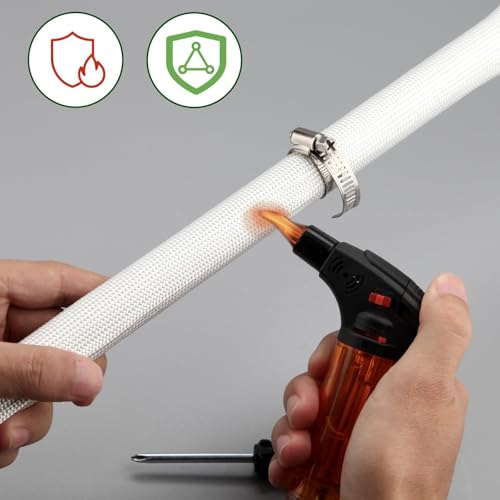 Abgasschlauch 25mm für Stromerzeuger 250CM Hitzebeständiger Standheizung Schlauch für Notstromaggregat Abgasrohr Standheizung mit 4 Clips Hitzeschutzschlauch Hitzeschutz Auspuff(Weiß)